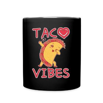Cute Kawaii Heart Dab Dabbing Taco Vibes - Full Colour Mug - black - Front