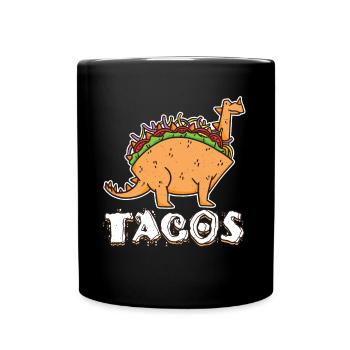 Cute Kawaii Dinosaur Animal Taco - Tasse einfarbig - Schwarz - Vorne