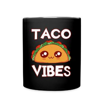 Cute Kawaii Face Anime Vibes Taco - Full Colour Mug - black - Front