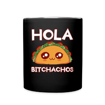 Hello Cute Kawaii Face Anime Vibes Taco - Tasse einfarbig - Schwarz - Vorne