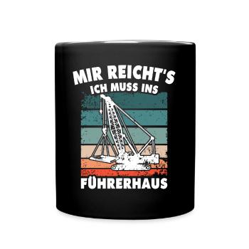 Kranführer Kran Kranfahrer - Tasse einfarbig - Schwarz - Vorne