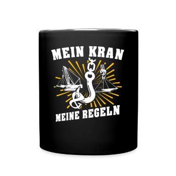 Kranführer Kran Kranfahrer - Tasse einfarbig - Schwarz - Vorne