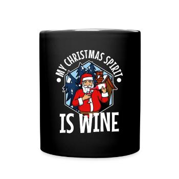 My christmas spirit is wine - Tasse einfarbig - Schwarz - Vorne