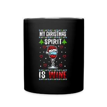 My christmas spirit is wine - Tasse einfarbig - Schwarz - Vorne
