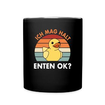 Quietscheenten Gummienten Ich Mag Halt Enten Ok - Tasse einfarbig - Schwarz - Vorne