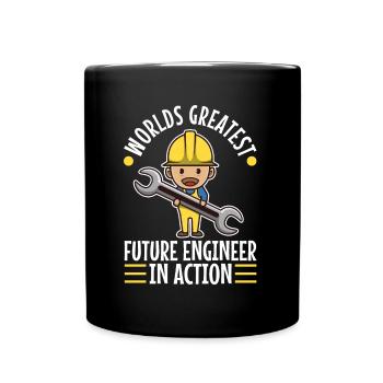 World greatest future engineer in action - Tasse einfarbig - Schwarz - Vorne