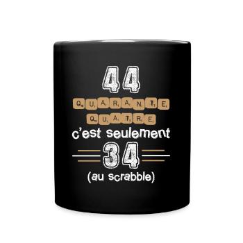 Anniversaire 44 ans, idée cadeau date de naissance - Mug uni - noir - Devant