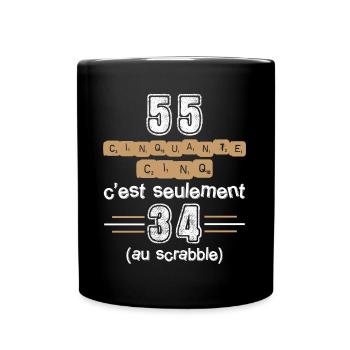 Anniversaire 55 ans, idée cadeau date de naissance - Mug uni - noir - Devant