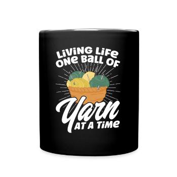 Yarn Knitting Knitting Knitting Fabric Gift - Full Colour Mug - black - Front