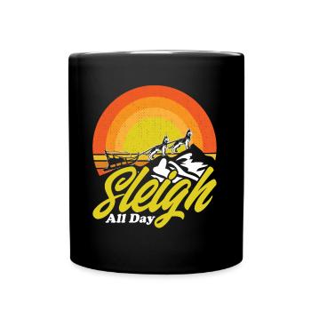 Schlittenhunderennen Schlittenfahren Hundeschlitte - Tasse einfarbig - Schwarz - Vorne