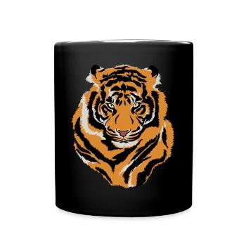 Tiger Face Wild Life Creature Animal Tiger Lover - Full Colour Mug - black - Front