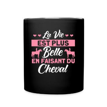 Reiter Pferde Reiten Geschenk - Tasse einfarbig - Schwarz - Vorne