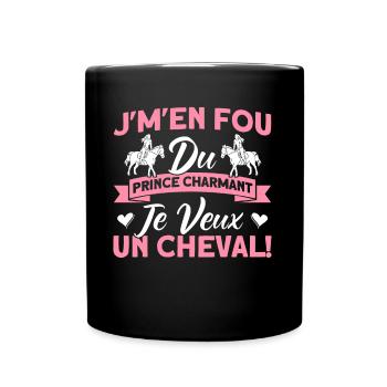 Pferde Reiter Reiten Geschenk - Tasse einfarbig - Schwarz - Vorne