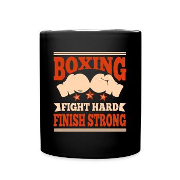Boxing Fight Hard Finish Strong Boxing Gloves - Tasse einfarbig - Schwarz - Vorne