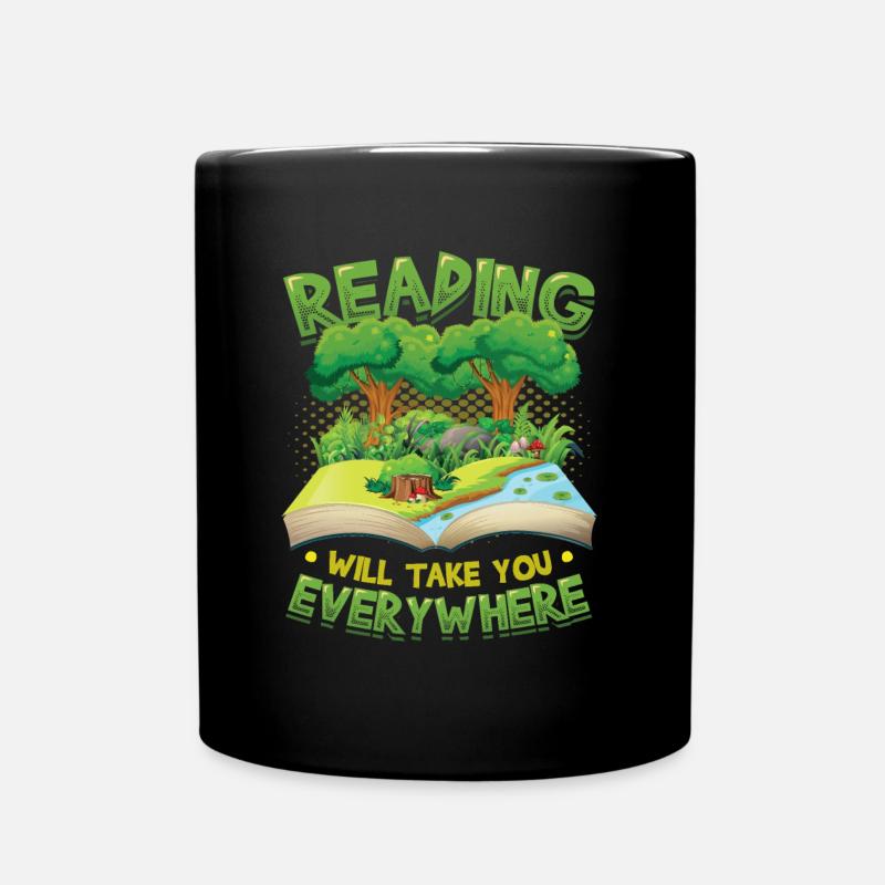 La lecture vous emmène partout, la lecture d’un livre. - Mug uni - noir