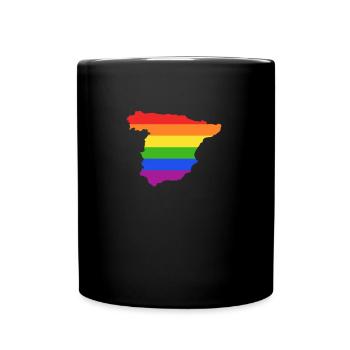 Spanien Regenbogenflagge für stolze LGTBQ Spanier - Tasse einfarbig - Schwarz - Vorne