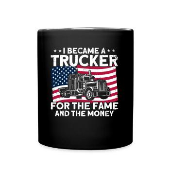 Trucker Sattelzug Fernfahrer Geschenk - Tasse einfarbig - Schwarz - Vorne