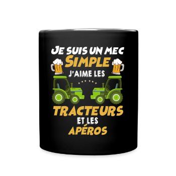 Tracteur les Apéros Humour Cadeau Papa Bière - Mug uni - noir - Devant