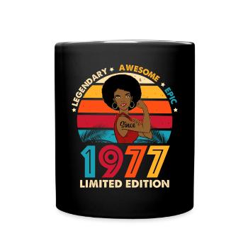 1977 Jubiläum Afro Woman Limited Edition - Tasse einfarbig - Schwarz - Vorne