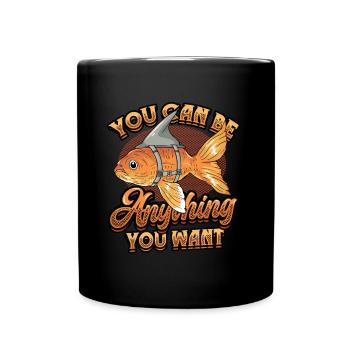 Goldfish Be A Shark, message de motivation. - Mug uni - noir - Devant