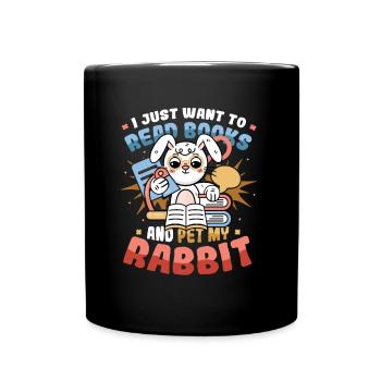 Lire des livres et caresser mon lapin. - Mug uni - noir - Devant