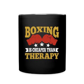 La boxe est moins chère que la thérapie Drôle de boxer cadeaux - Mug uni - noir - Devant