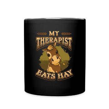 My therapist eats hay horse lovers - Full Colour Mug - black - Front
