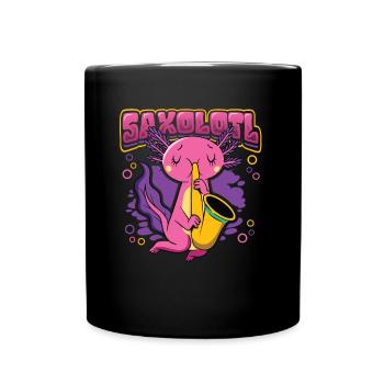 Saxolotl Axolotl Spielt Saxophon - Tasse einfarbig - Schwarz - Vorne