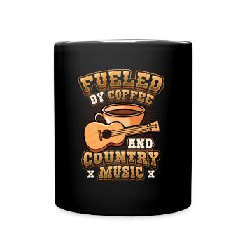 Von Kaffee Und Country-Musik angetrieben. - Tasse einfarbig - Schwarz - Vorne