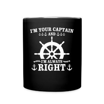 Captain Always Right Kapitän - Full Colour Mug - black - Front