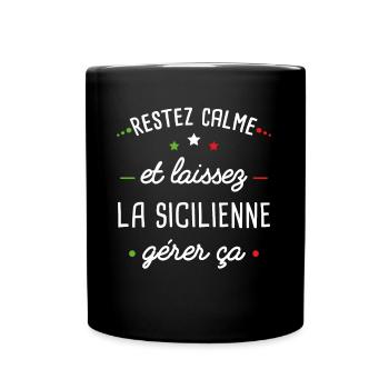 Sicile Humour pays Italie, drapeau italien, Couple - Mug uni - noir - Devant