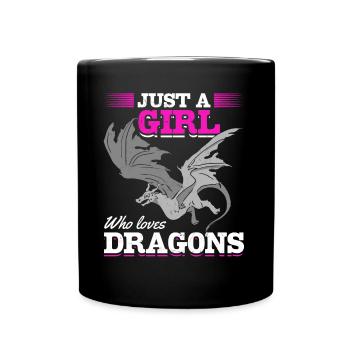 Girl Dragon Lovers Medieval - Full Colour Mug - black - Front