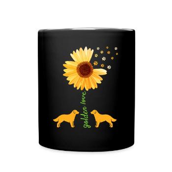 Golden Retriever Sonnenblume Frauen Hund Mutter - Tasse einfarbig - Schwarz - Vorne