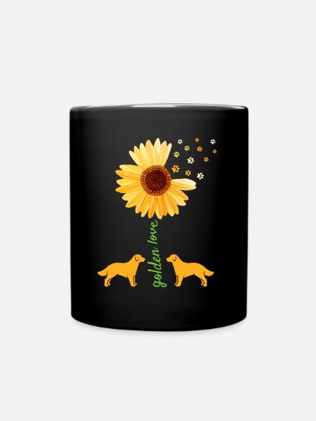 Golden Retriever Sonnenblume Frauen Hund Mutter - Tasse einfarbig - Schwarz