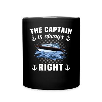 Kapitän Hat Immer Recht Captain - Tasse einfarbig - Schwarz - Vorne