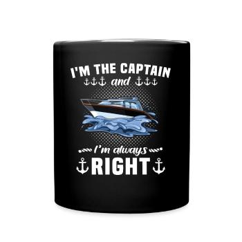 Kapitän Hat Immer Recht Captain - Tasse einfarbig - Schwarz - Vorne
