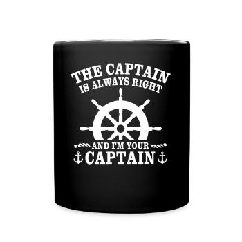Kapitän Hat Immer Recht Captain - Tasse einfarbig - Schwarz - Vorne