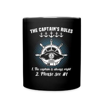 Captain My Boat My Rules Kapitän - Full Colour Mug - black - Front