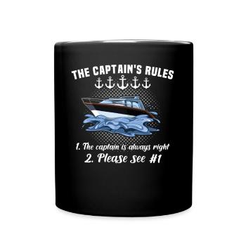 Captain My Boat My Rules Kapitän - Full Colour Mug - black - Front