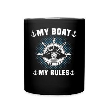 Captain My Boat My Rules Kapitän - Full Colour Mug - black - Front
