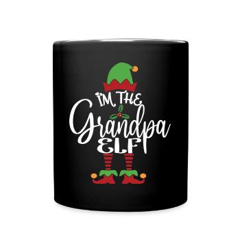 Opa Elf Niedliches lustiges passendes Weihnachtskostüm - Tasse einfarbig - Schwarz - Vorne