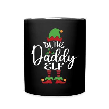 Papa Elf Niedliches lustiges passendes Weihnachtskostüm - Tasse einfarbig - Schwarz - Vorne