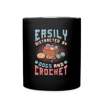 Facilement distrait par les chiens et le crochet. - Mug uni - noir - Devant