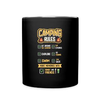 Camping rules, camping holidays, outdoor, campers. - Full Colour Mug - black - Front