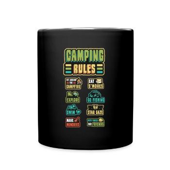 Camping rules, camping holidays, outdoor, campers. - Full Colour Mug - black - Front