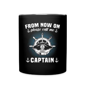 Kapitän Call Me Captain - Tasse einfarbig - Schwarz - Vorne