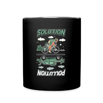 Polution Solution Umweltschutz Radfahren - Tasse einfarbig - Schwarz - Vorne