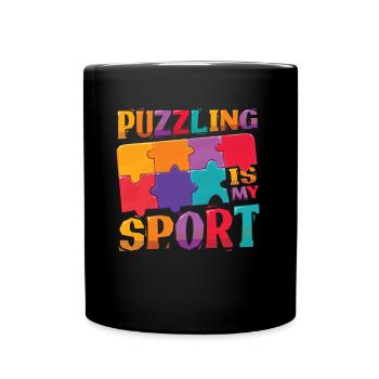 Puzzles is my sport, puzzle lover. - Full Colour Mug - black - Front