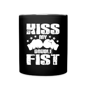 Boxing Kiss My Double Fist Gloves Funny Boxer - Tasse einfarbig - Schwarz - Vorne