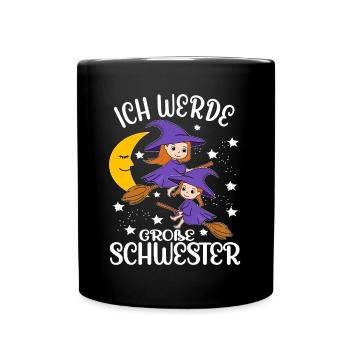 Soon Big Sister Announcement Cute Witch Girl - Full Colour Mug - black - Front